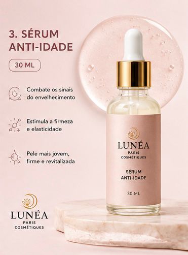 Sérum Anti-Idade LUNÉA Paris 30ml – Rejuvenescimento e Luminosidade da Pele