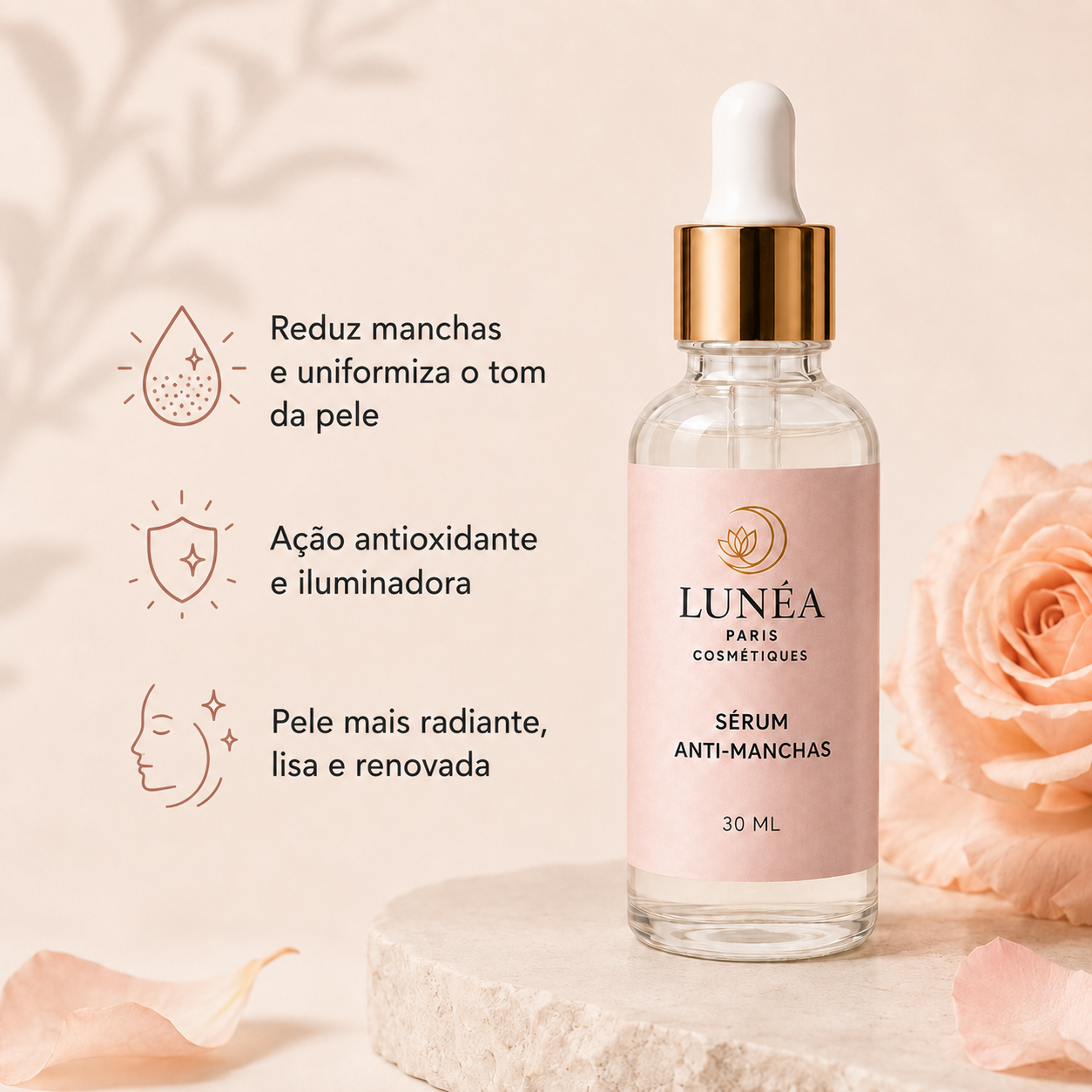 Sérum Anti-Manchas LUNÉA Paris 30ml – Uniformização e Luminosidade com 2% Dermawhitep