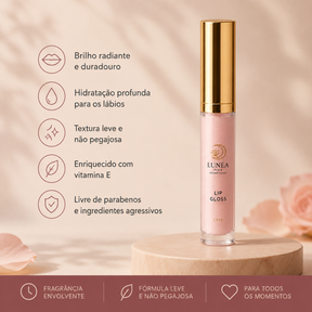LIP Gloss Labial Hidratante LUNÉA Paris 7.5ml – Brilho Intenso e Toque Suave